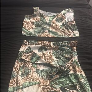 Tropical Leaf Print Set 4X